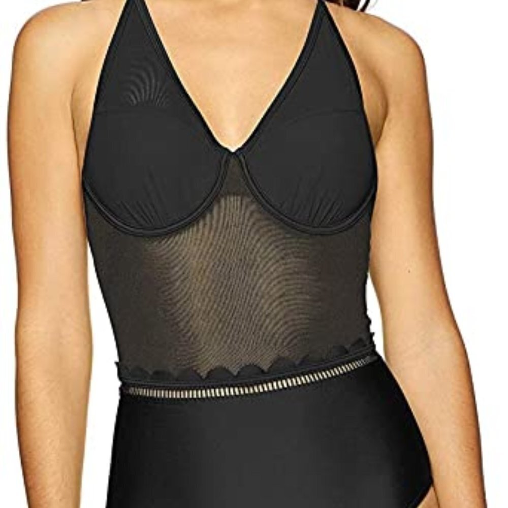 Ted Baker Women's Kesia Swimsuit Black Mesh 34C/D - Picture 1 of 14